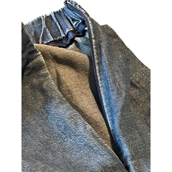 J. McLaughlin Wide-Leg Chambray Pants Size 6 Linen Blend Blue Relaxed Style - Picture 3 of 8